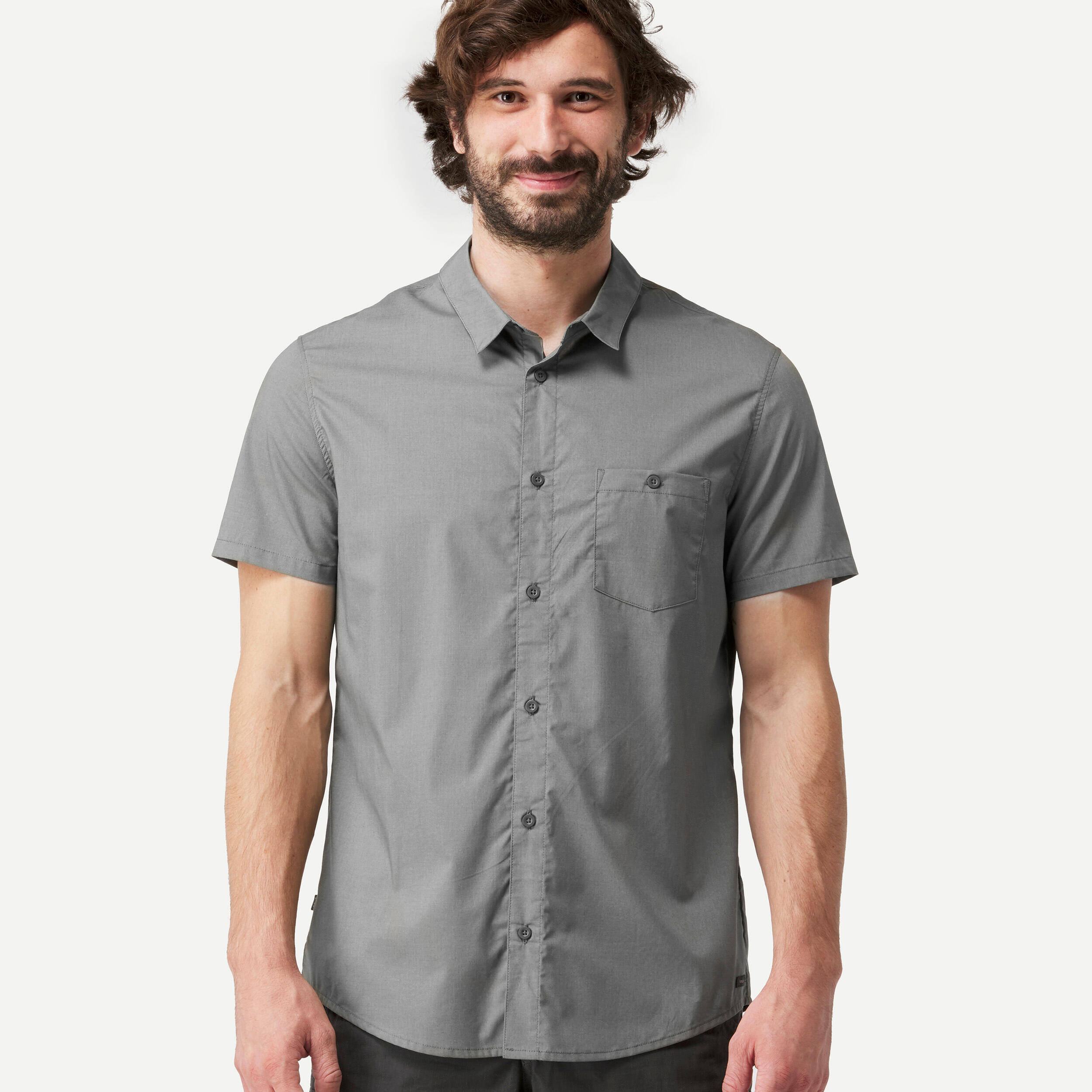 Men Half Sleeve Shirt Grey - Travel 100 -  1