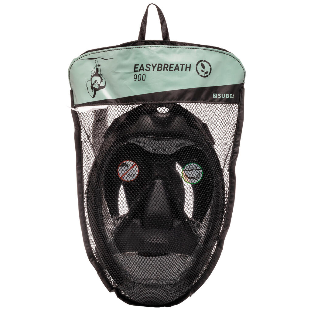 Máscara de snorkel de inmersión negra para mayores de 10 años Easybreath 900