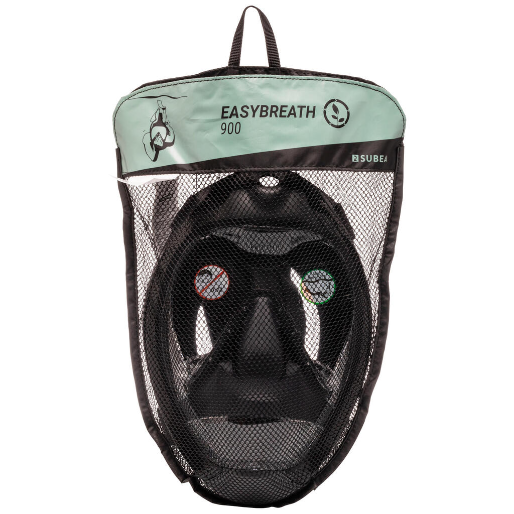 Suaugusiųjų nardymo kaukė „Easybreath 900“, juoda