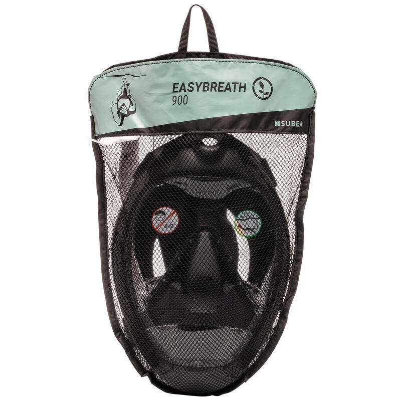 Máscara snorkel Easybreath. Talla S/M Y M/L. Permite compensar oídos negro