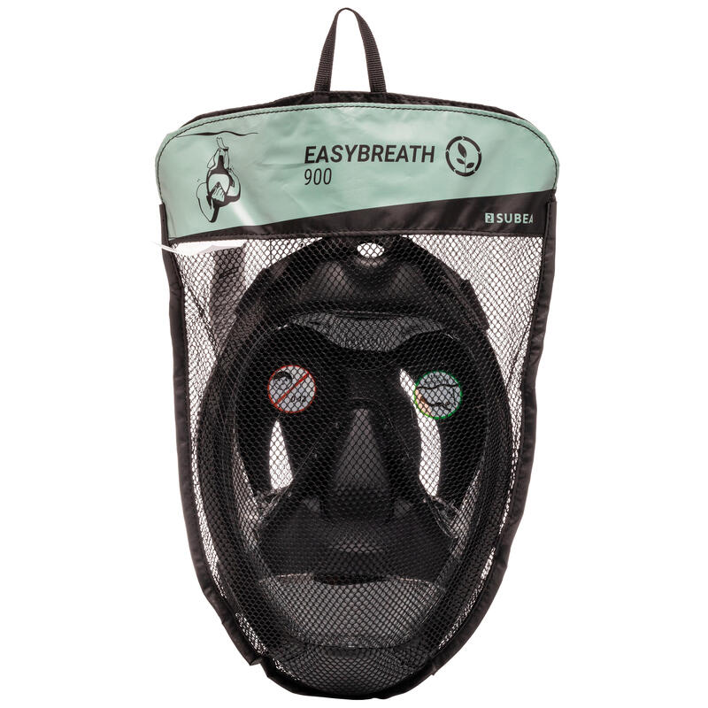 Schnorchelmaske Tauchen Damen/Herren Easybreath 900 schwarz