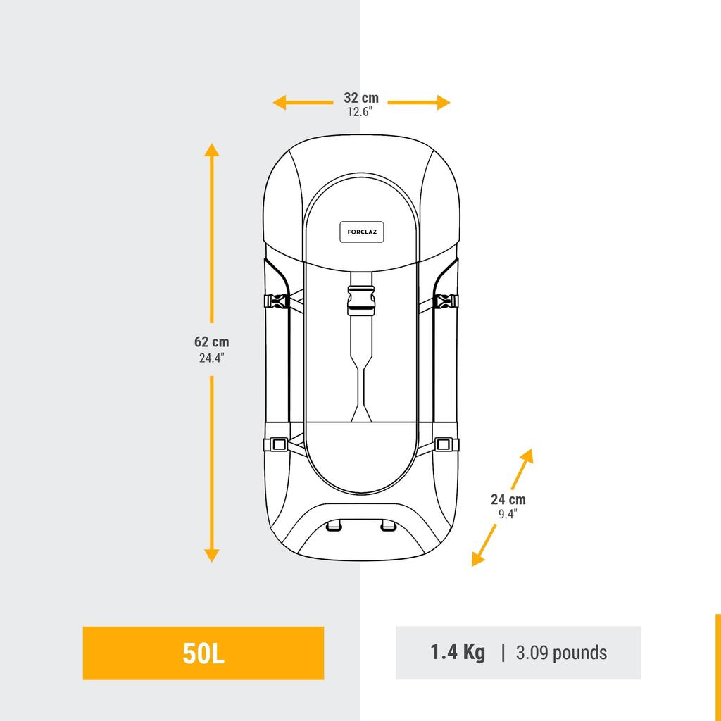 MOCHILA DE SENDERISMO Y VIAJE 50L - TRAVEL 100 