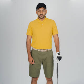 Men Golf Polo T-Shirt Cotton Regular Fit Yellow MW500
