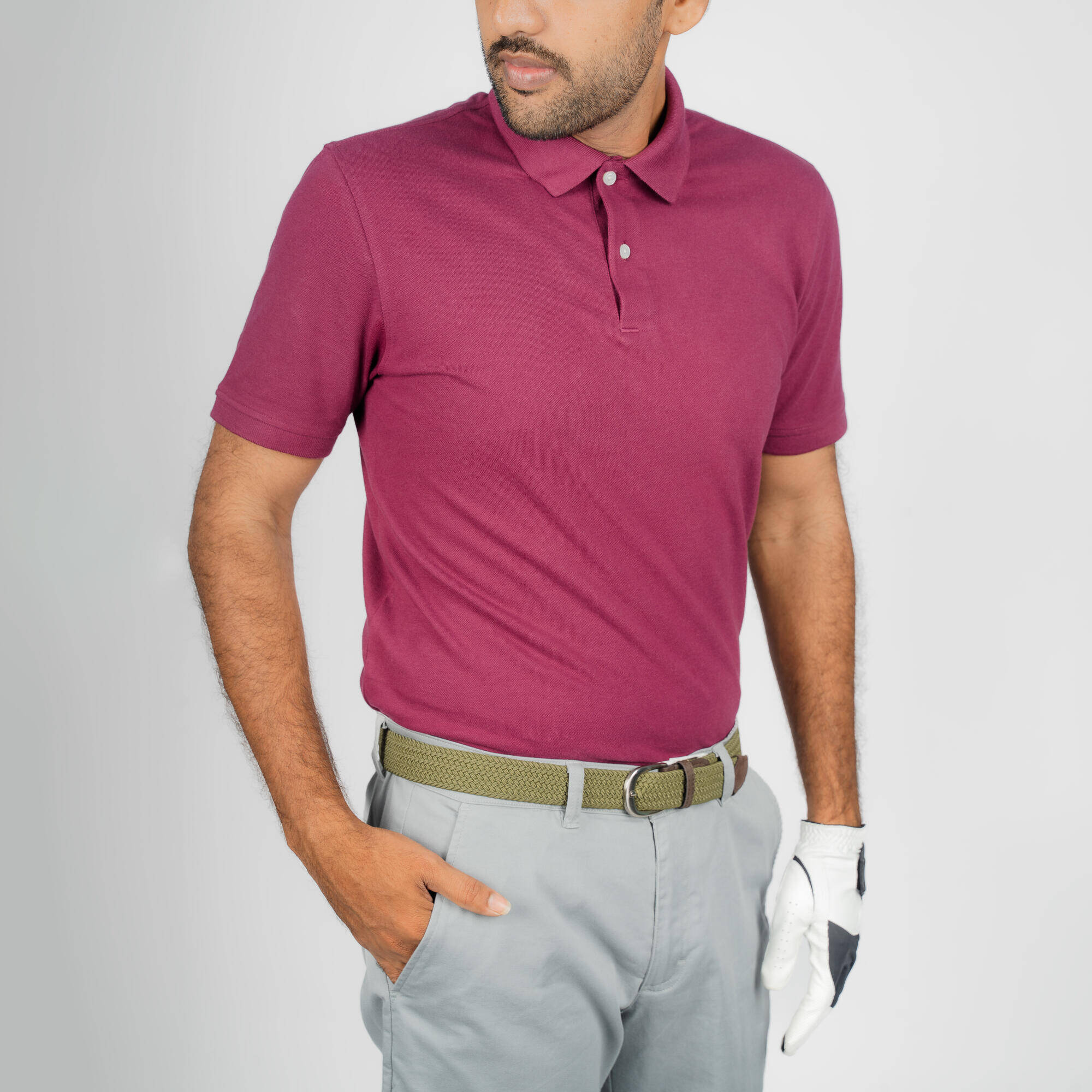 Men's Golf Short-Sleeved Polo Shirt Grape Wine -  5
