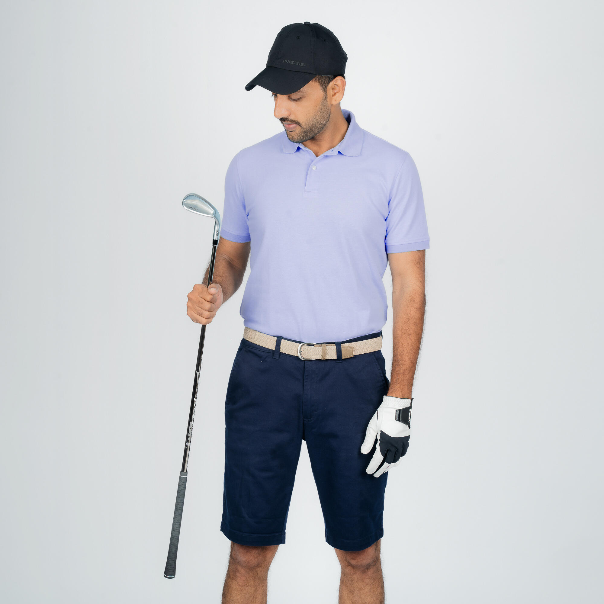 Men’s golf cotton and polyester short-sleeved polo shirt - MW500 purple 3/5