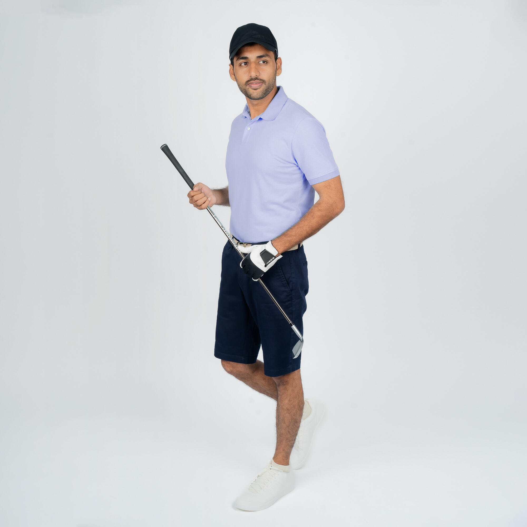 Men’s golf cotton and polyester short-sleeved polo shirt - MW500 purple 2/5