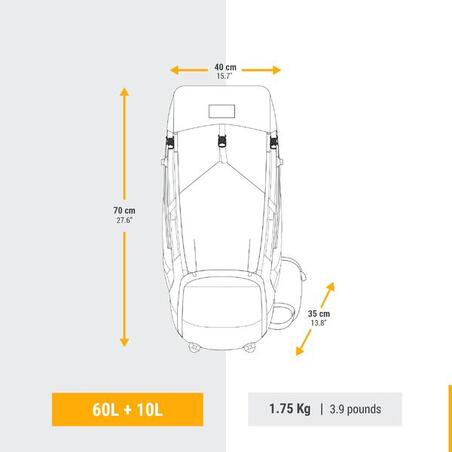 Рюкзак для треккинга мужской 60 + 10 л - MT500 AIR