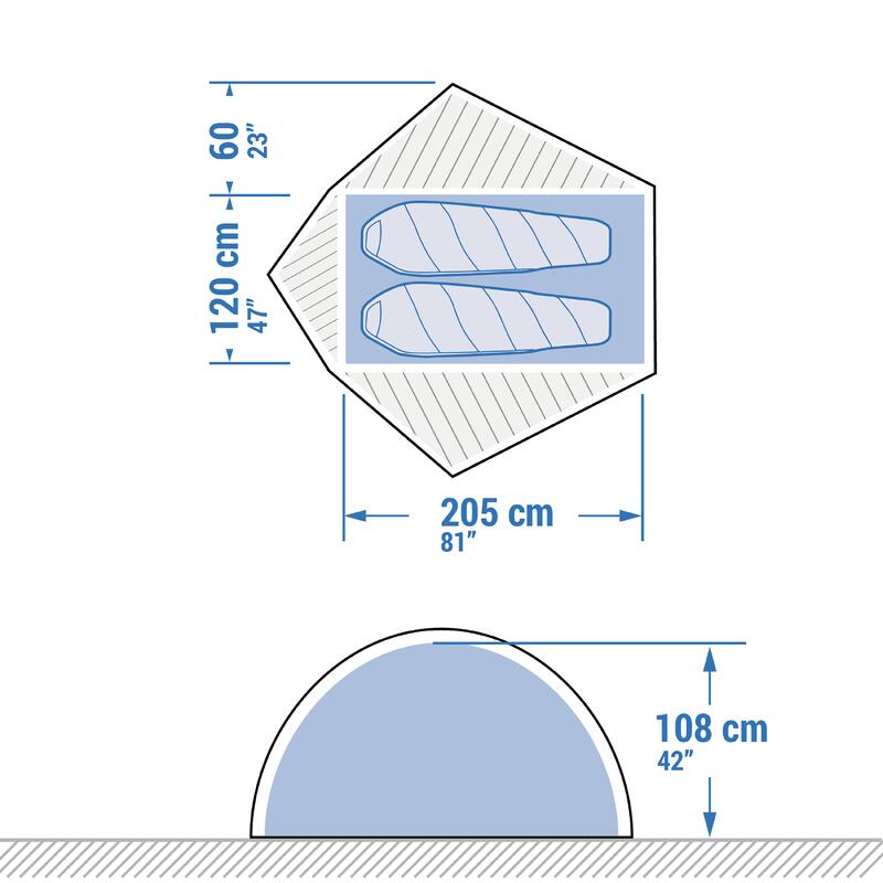 Koepeltent voor trekking MT900 2 personen Minimal Editions