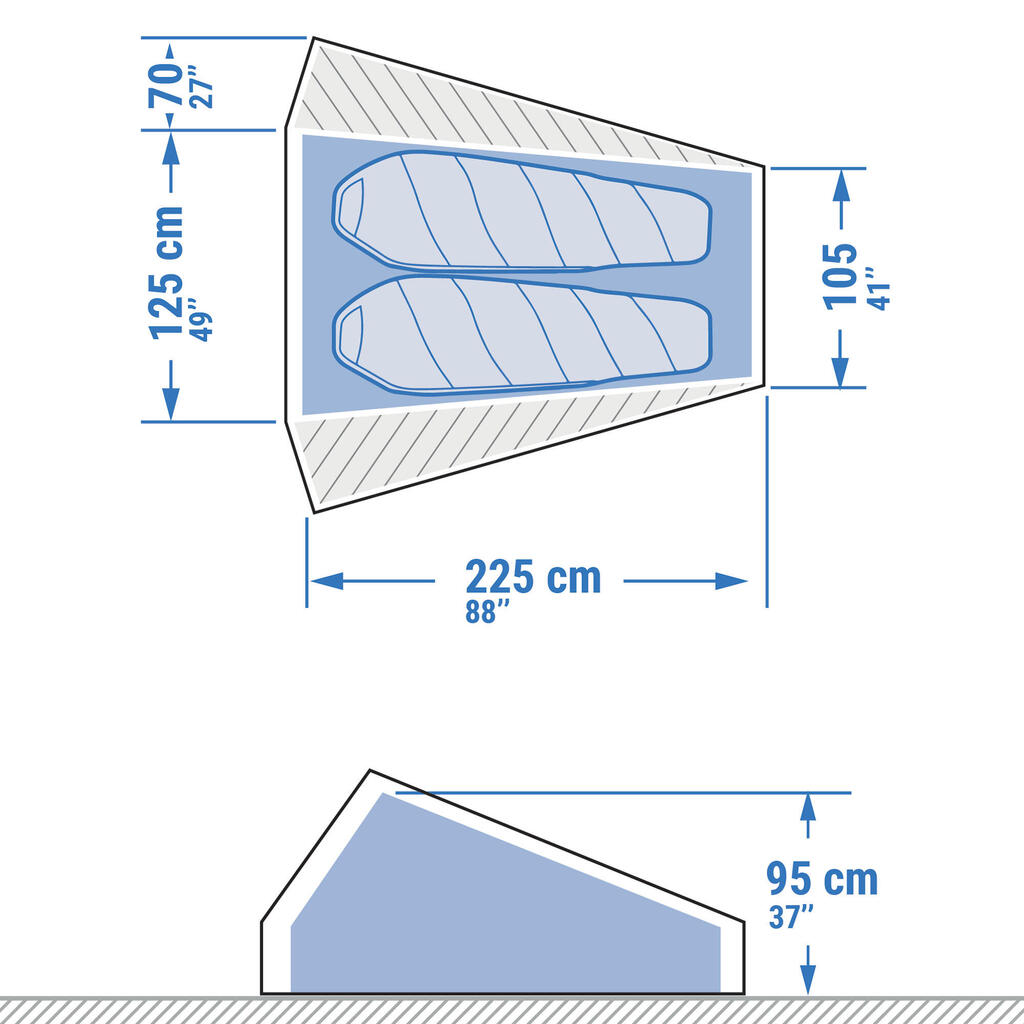 Trekinga telts “MT900 v2 Minimal”, 2 personām