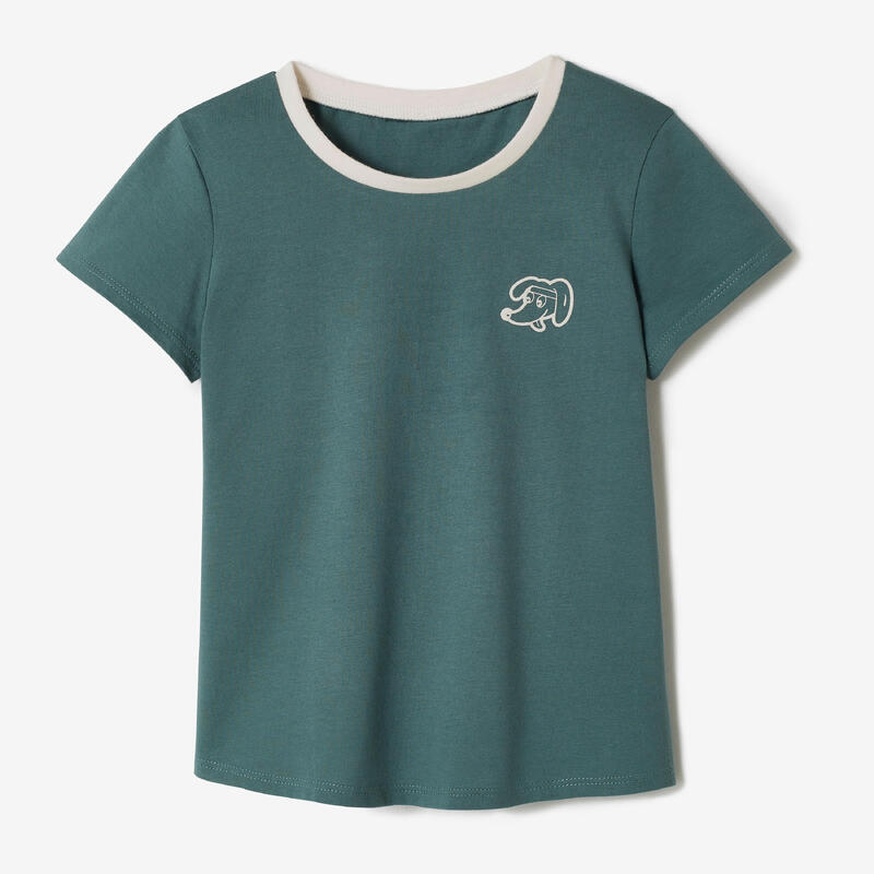 Camiseta gimnasia manga corta 100% algodón Bebés y Niños Domyos 100 blanco