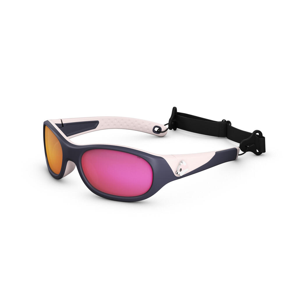 Turistické slnečné okuliare pre deti 4-6 rokov MH K140 kategória 4 ružovo-modré
