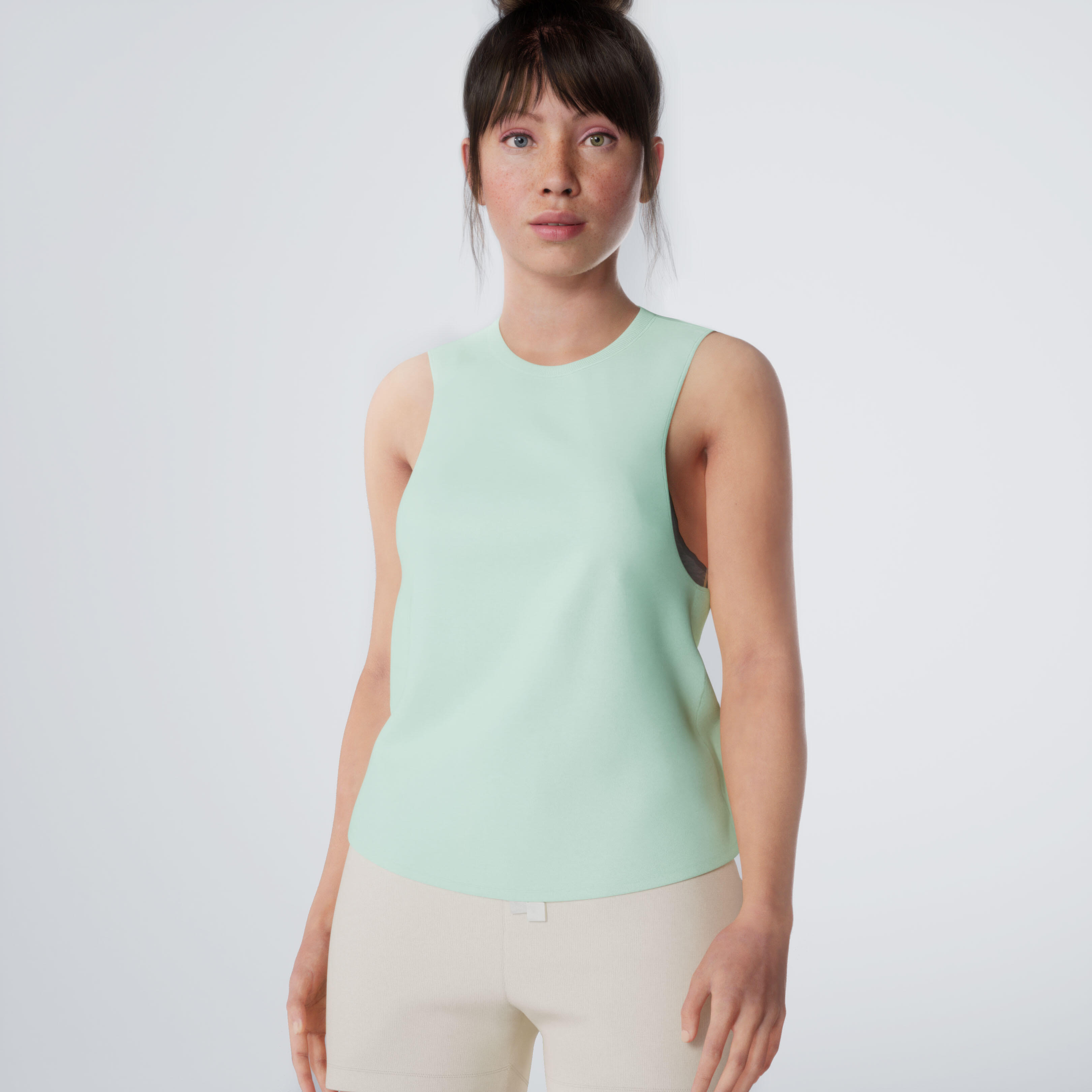 Women's Loose-Fit Cotton Tank Top - Green