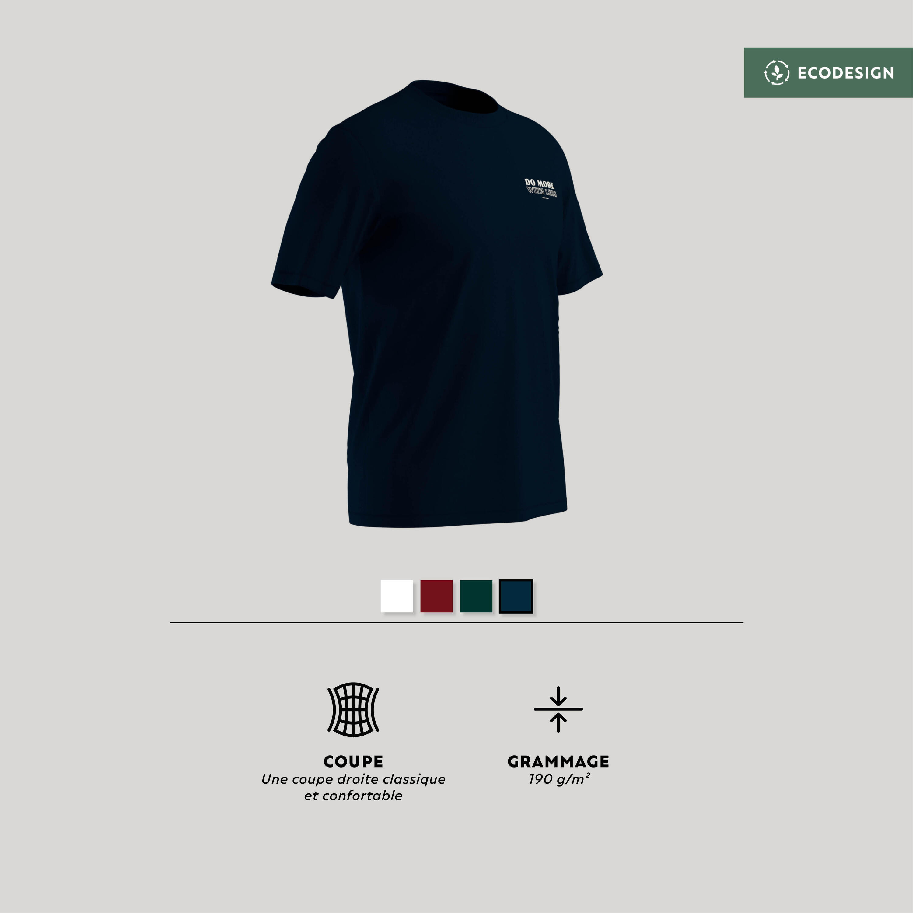 T-shirt uomo palestra regular fit cotone grigio chiaro 14/20