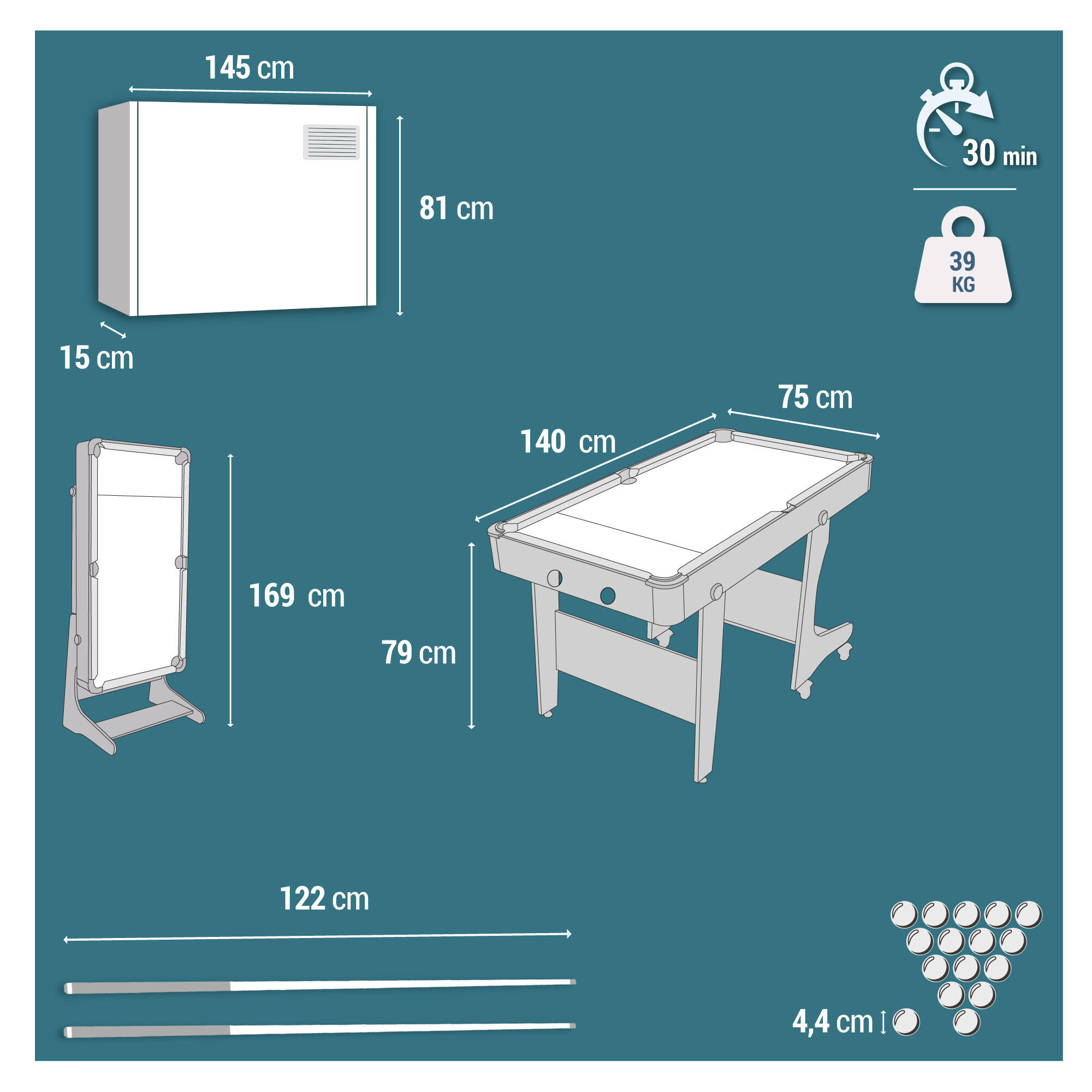 Table de billard américain pliable - BT 500 - PONGORI