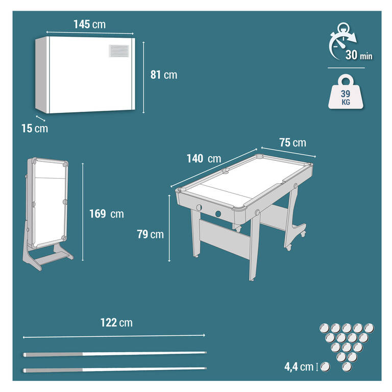 Meja Billiard Lipat BT 500 US - Abu-abu