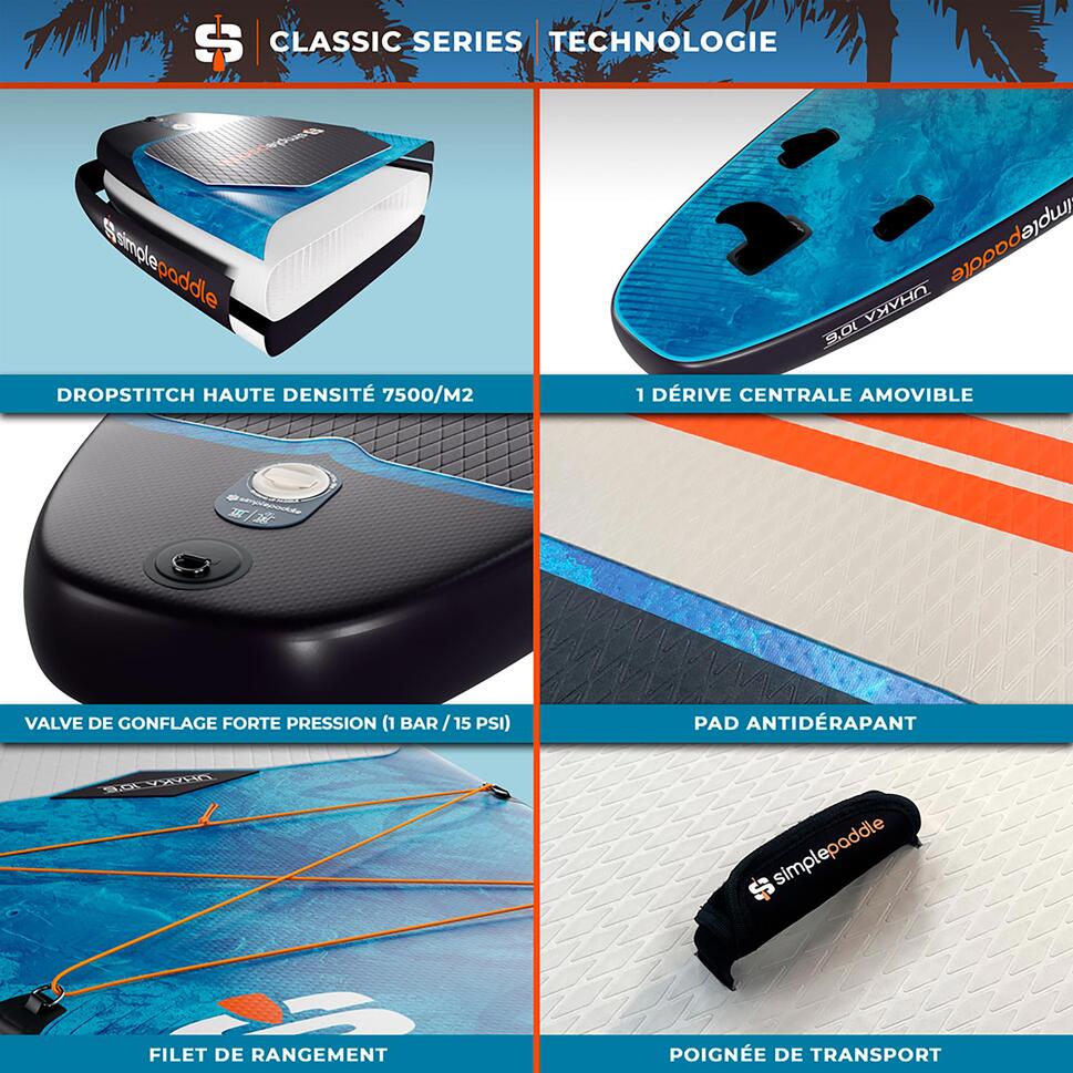 PACK (PLANCHE, POMPE, PAGAIE) STAND UP PADDLE GONFLABLE UHAKA 10.6