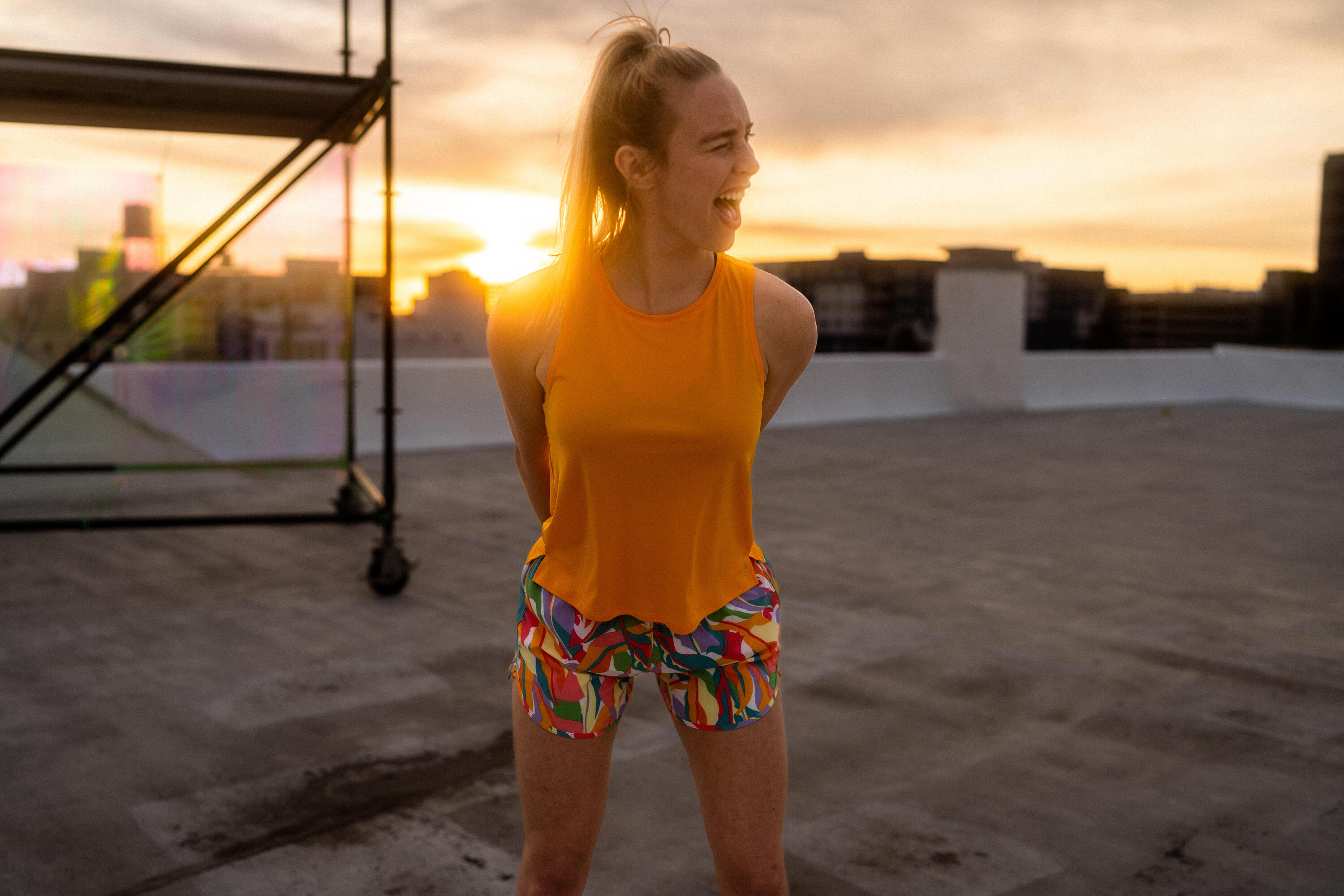 Camiseta fitness tirantes holgada Mujer Domyos My Paradise naranja 8/10