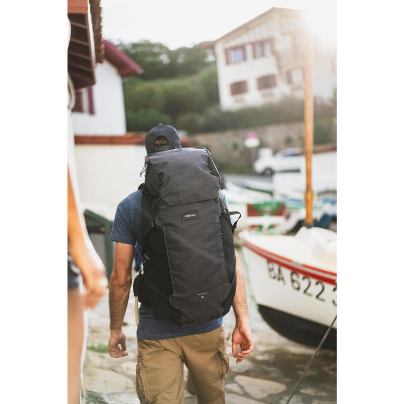 Rucsac de voiaj deschidere tip valiză 50+6L, Travel 900 gri bărbați