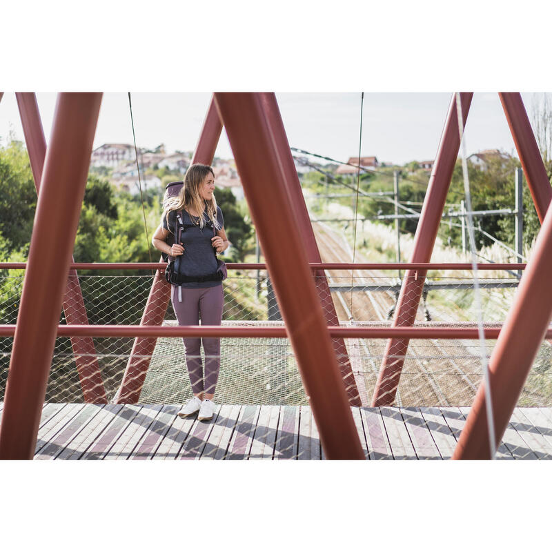 Tricou din Lână merinos Trekking călătorie Travel500 Albastru Damă