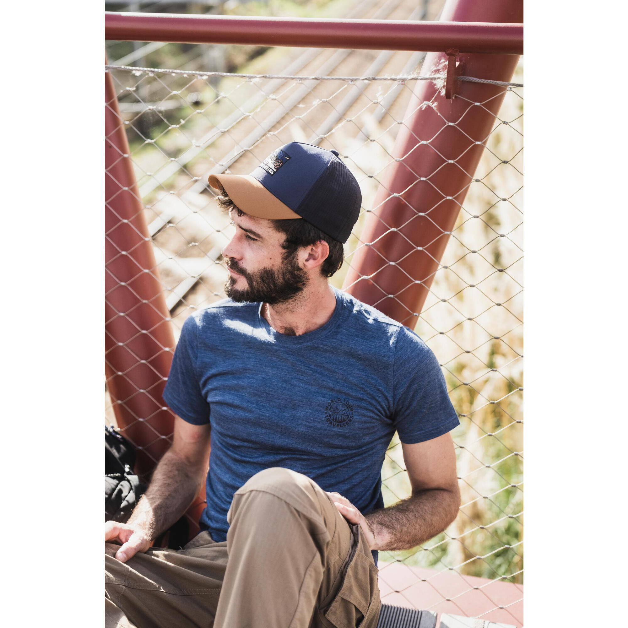 T-shirt de longue randonnée en laine mérinos homme, Merino Fresh 7/8