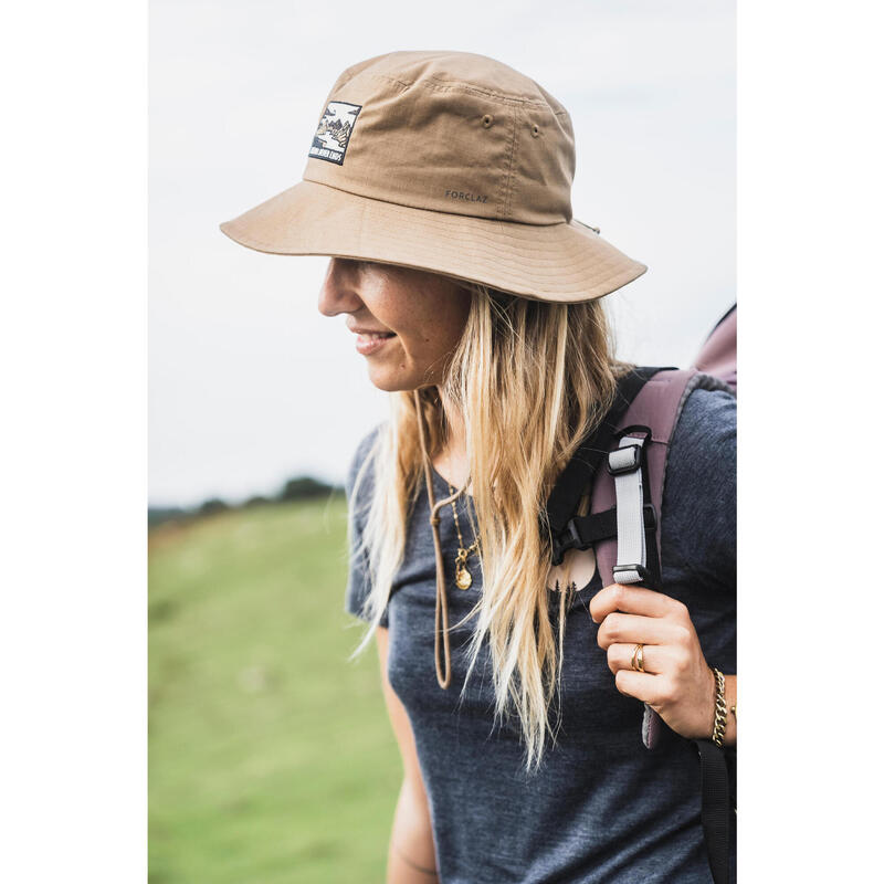 Uv-werende hoed voor trekking Travel 100 bruin