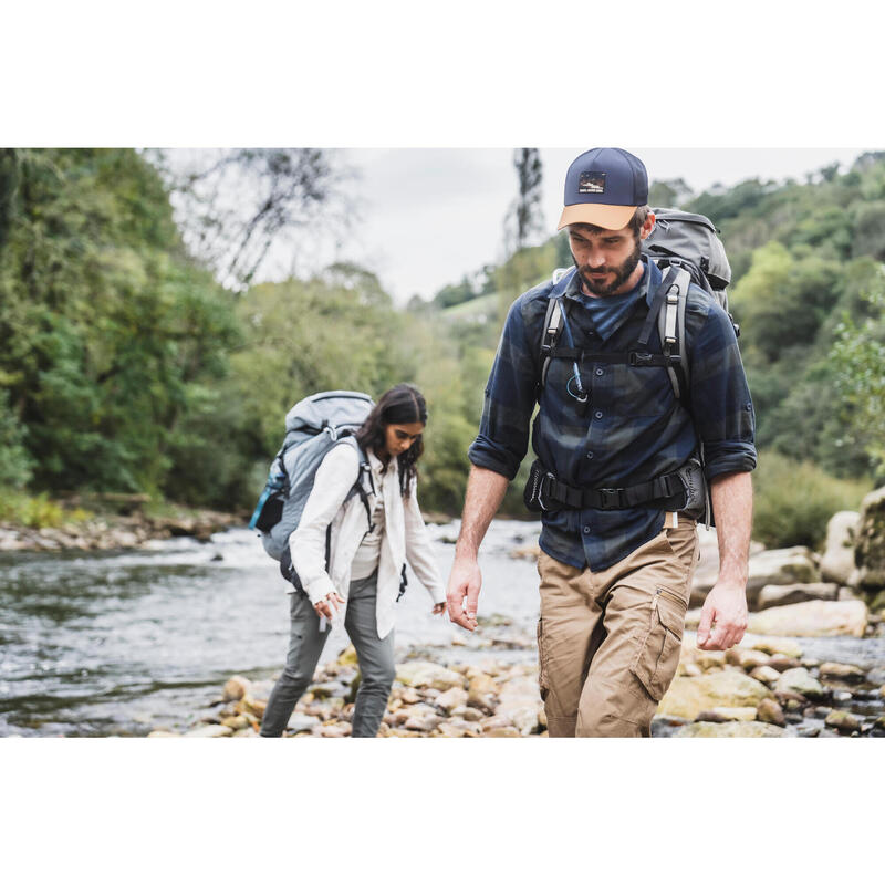 Men's Trekking Travel Shirt TRAVEL 100 WARM - Green