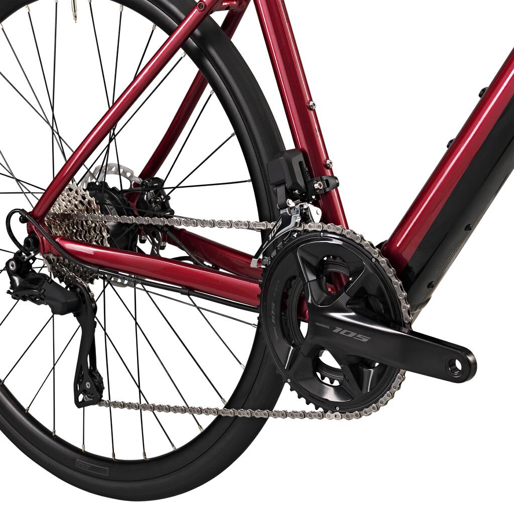 Crveni ženski električni drumski bicikl E-EDR AF SHIMANO 105 Di2 2x12S 