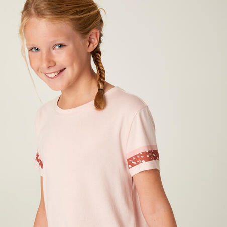 Majica kratkih rukava 500 pamučna za devojčice - ružičasta