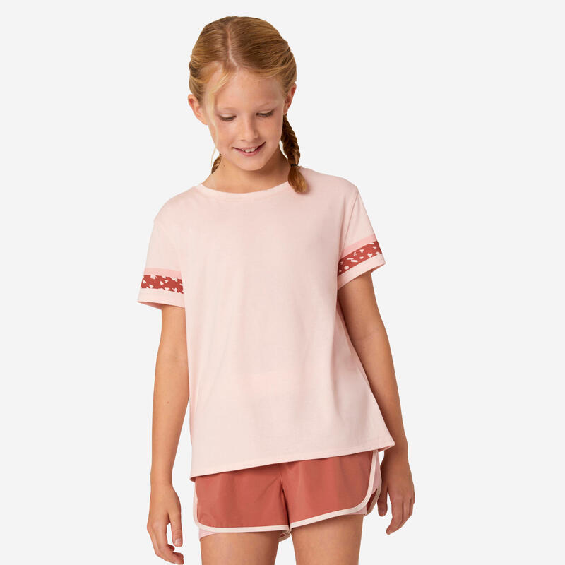 T-Shirt em Algodão de Educação Física Menina 500 Rosa