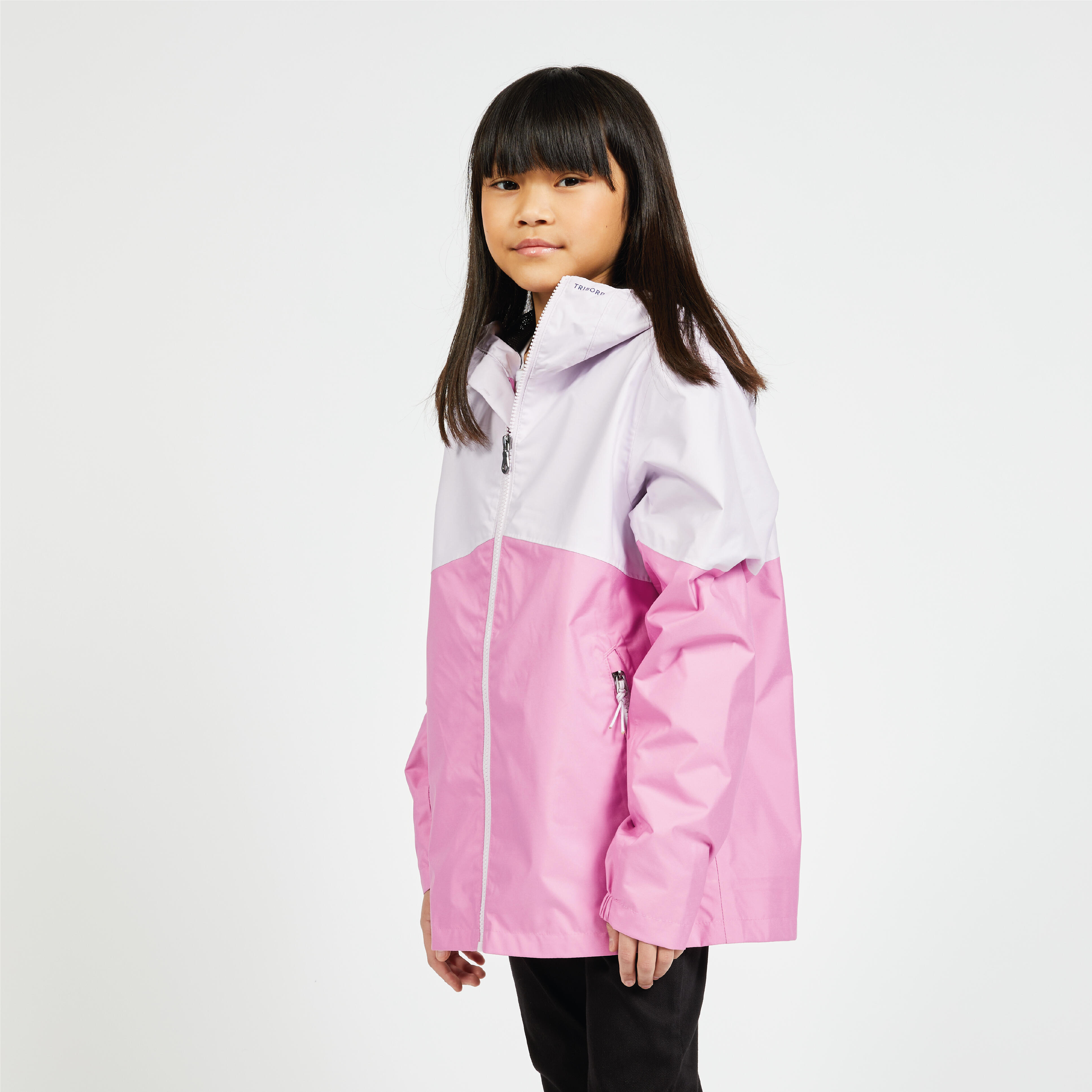 Kids Waterproof Sailing Jacket 100 Lavender Pink LIGHT MAUVE Pink kids-waterproof-sailing-jacket-100-asphalt-blue-tribord-decathlon