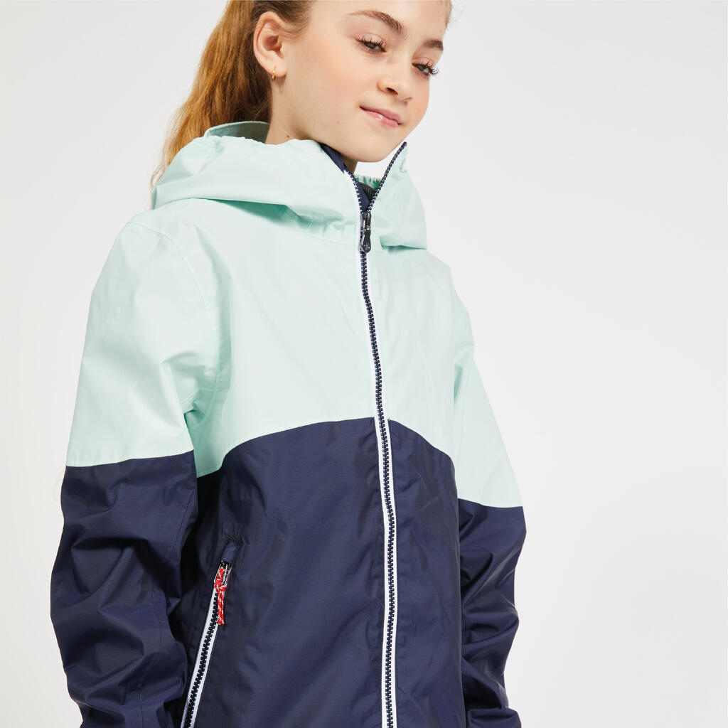 Segeljacke Regenjacke Kinder wasserdicht - Sailing 100 weiss/hellgrün