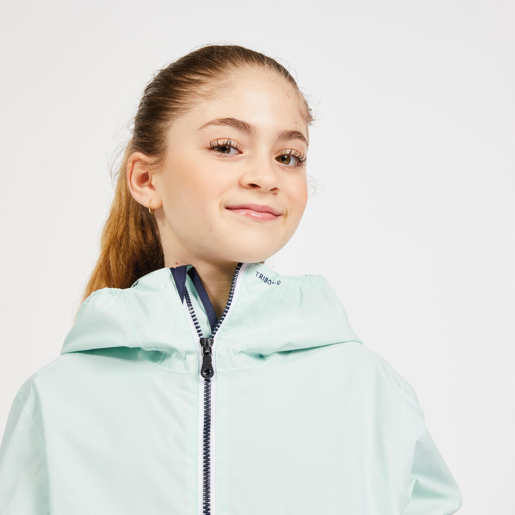 Segeljacke Regenjacke Kinder wasserdicht - Sailing 100 weiss/hellgrün