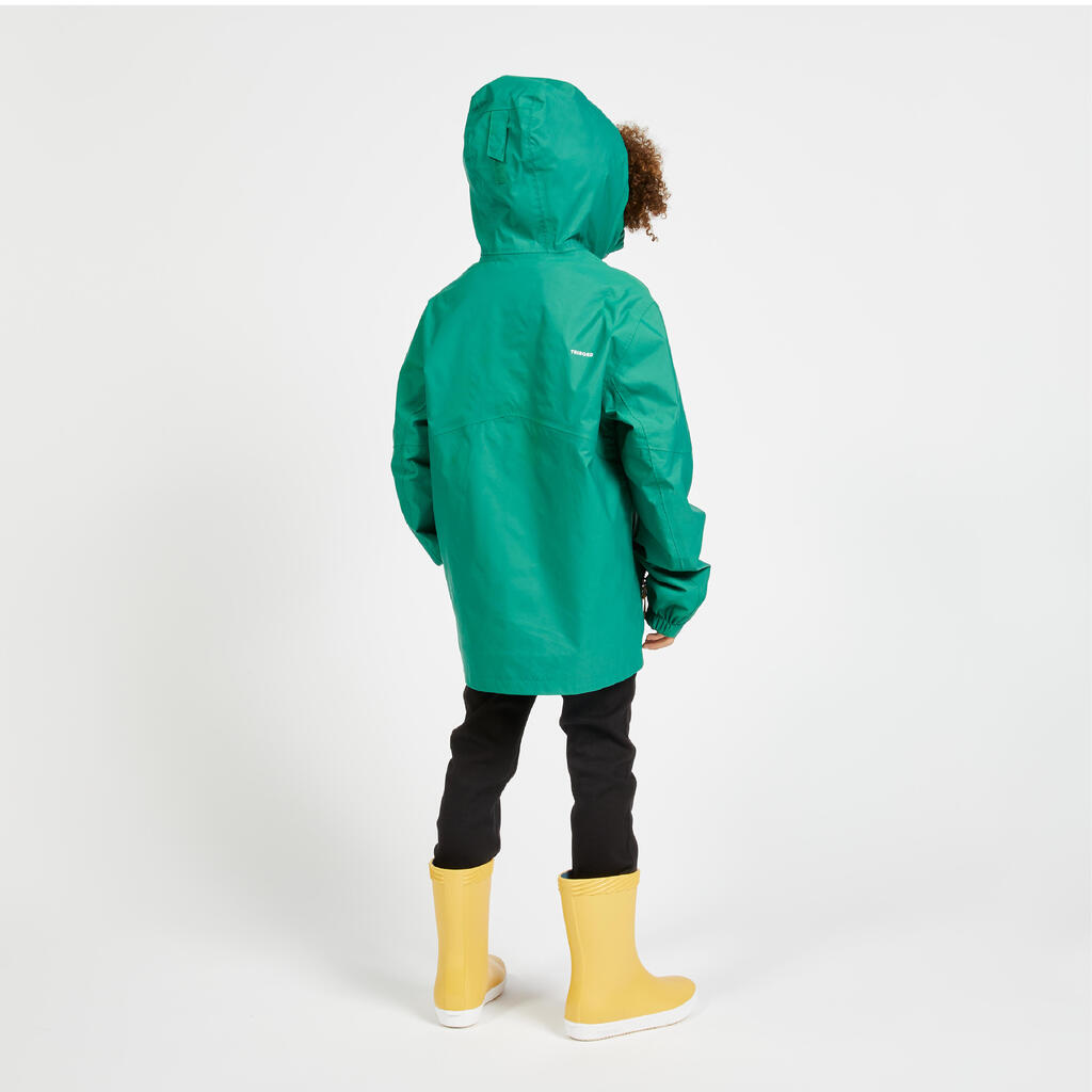 Chamarra impermeable para lluvia blanca con menta para niños Sailing 100