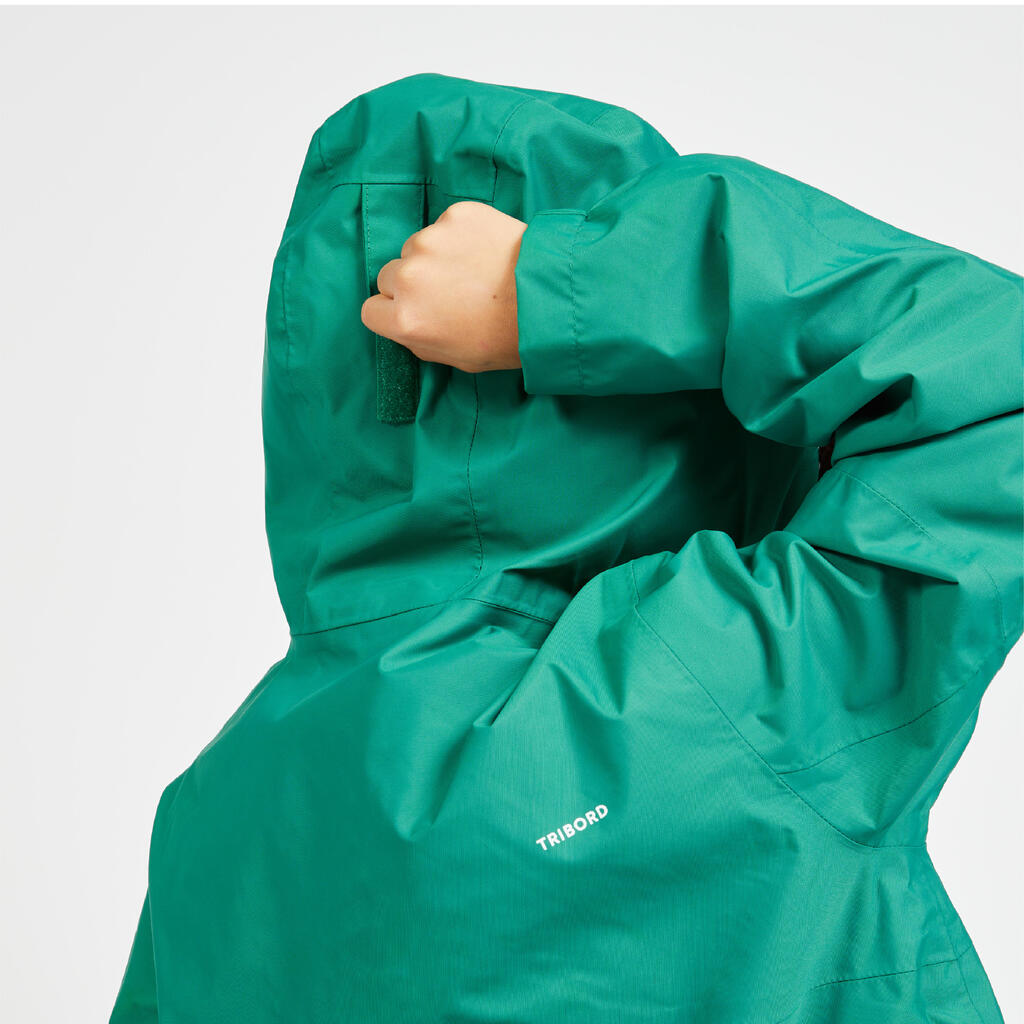 PARKA NÁUTICA SAILING 100 NIÑOS BLANCO MENTA IMPERMEABLE