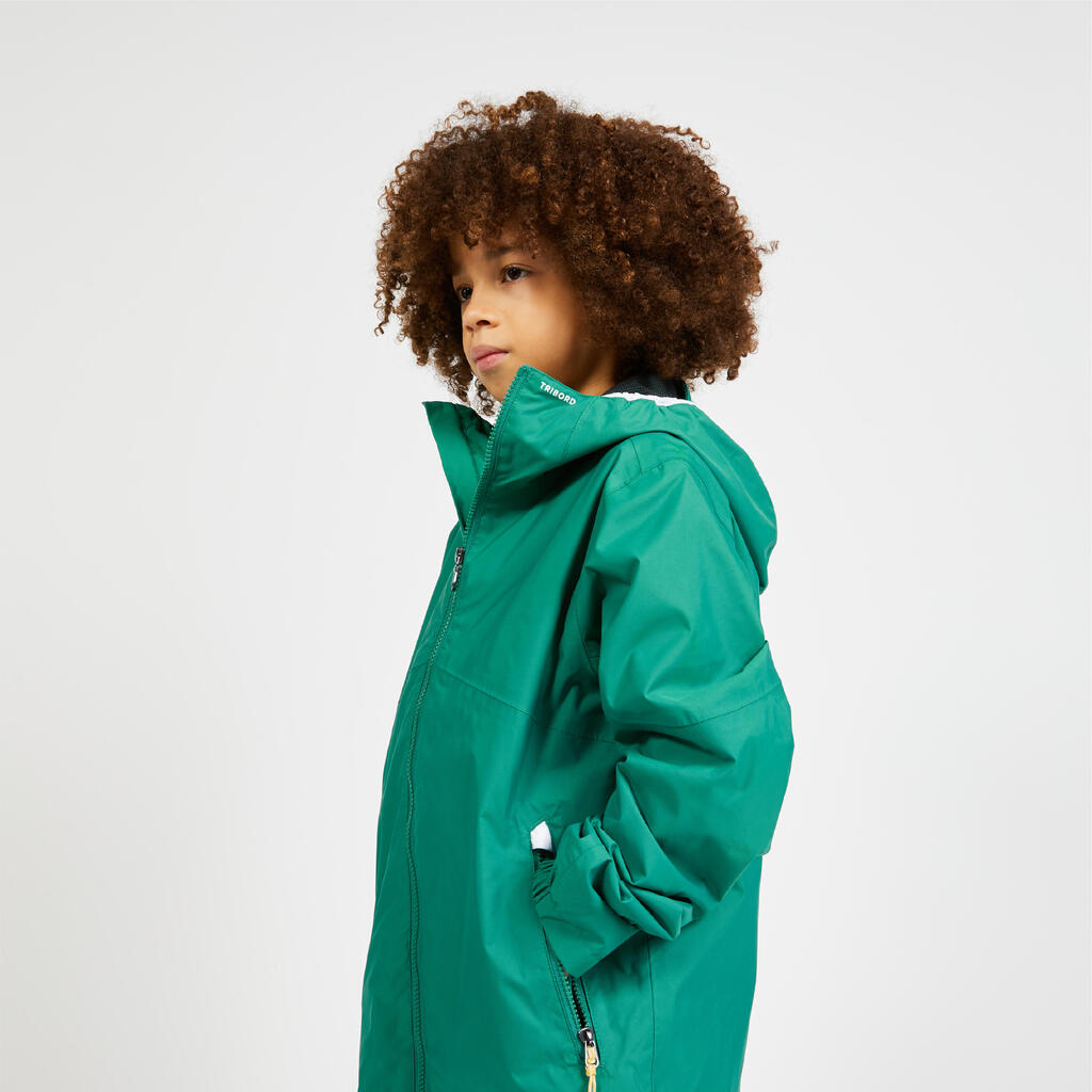 PARKA NÁUTICA SAILING 100 NIÑOS BLANCO MENTA IMPERMEABLE