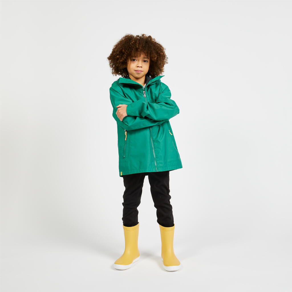 PARKA NÁUTICA SAILING 100 NIÑOS BLANCO MENTA IMPERMEABLE