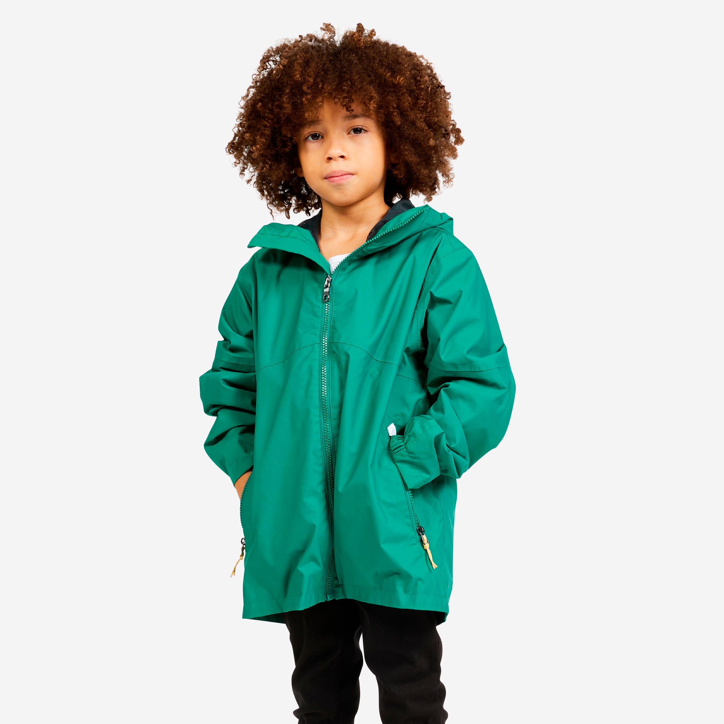 Kid's sailing waterproof jacket - wet-weather jacket SAILING 100 green 1/8