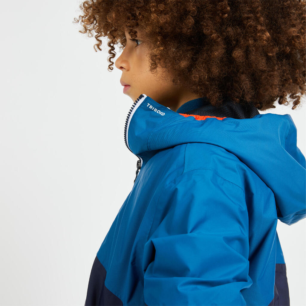 Regenjacke Segeln Kinder wasserdicht 100 blau/marineblau