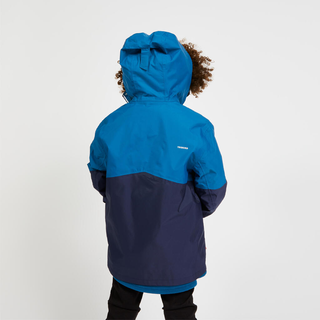 Regenjacke Segeln Kinder wasserdicht 100 blau/marineblau