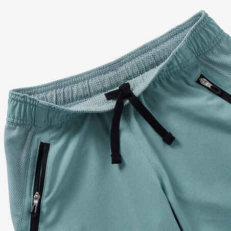 Boys' Breathable Synthetic Shorts W500 - Khaki