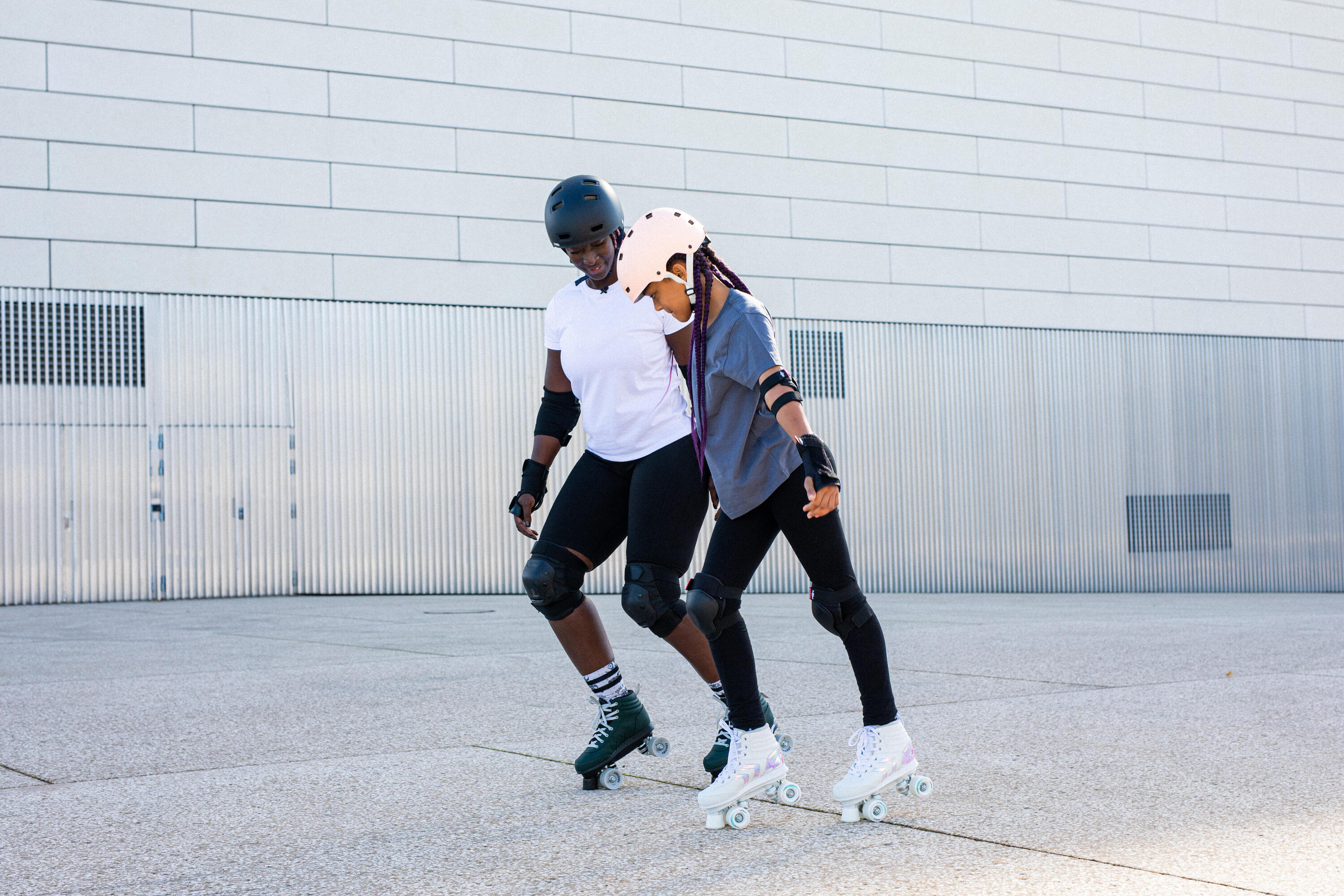 Set 3x2 beschermers voor kinderen voor skaten skateboarden steppen 100 zwart 11/15
