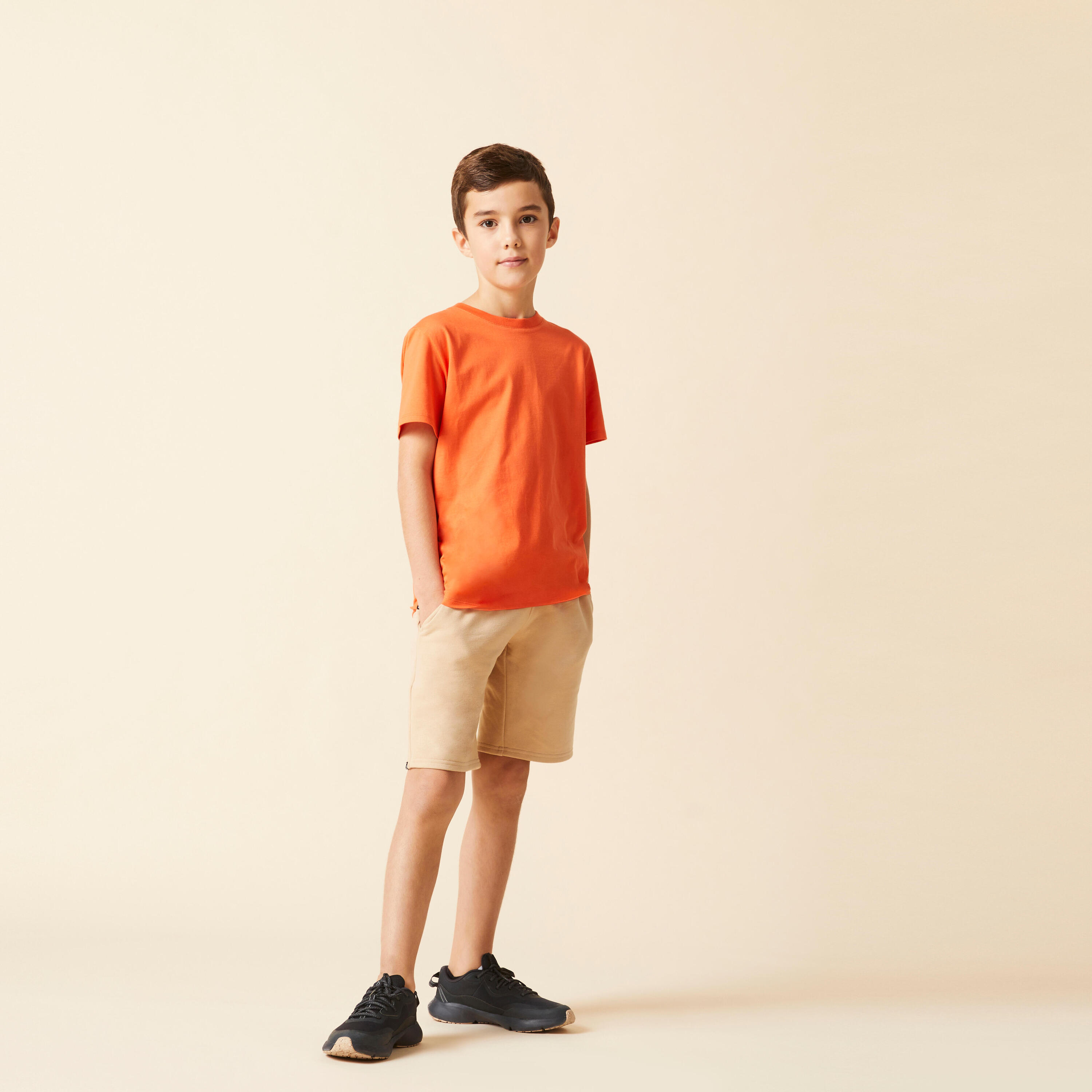 Kids' Unisex Cotton Shorts - Beige 3/6