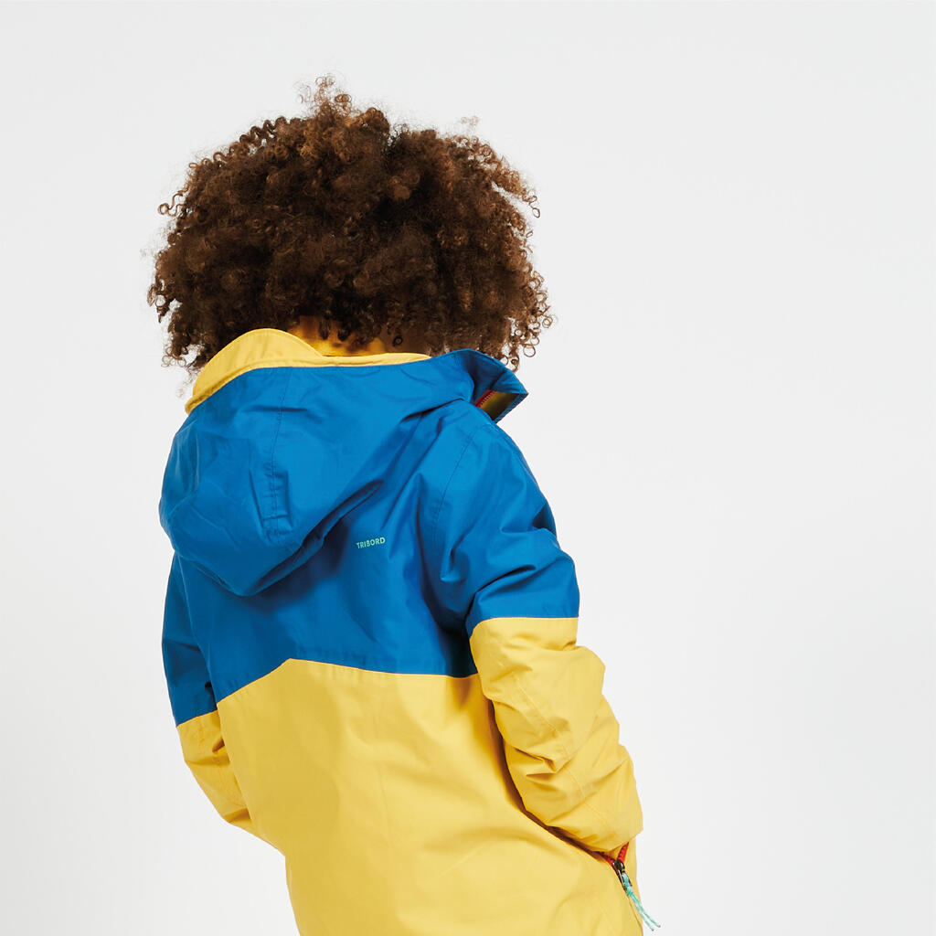 Bērnu ūdensnecaurlaidīga burāšanas lietus jaka “Sailing 100”, dzeltena, zila