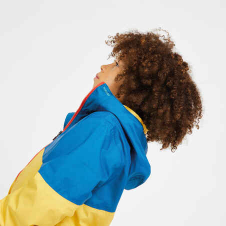 Vaikiška neperšlampama buriavimo lietingu oru striukė „100“, geltona, mėlyna