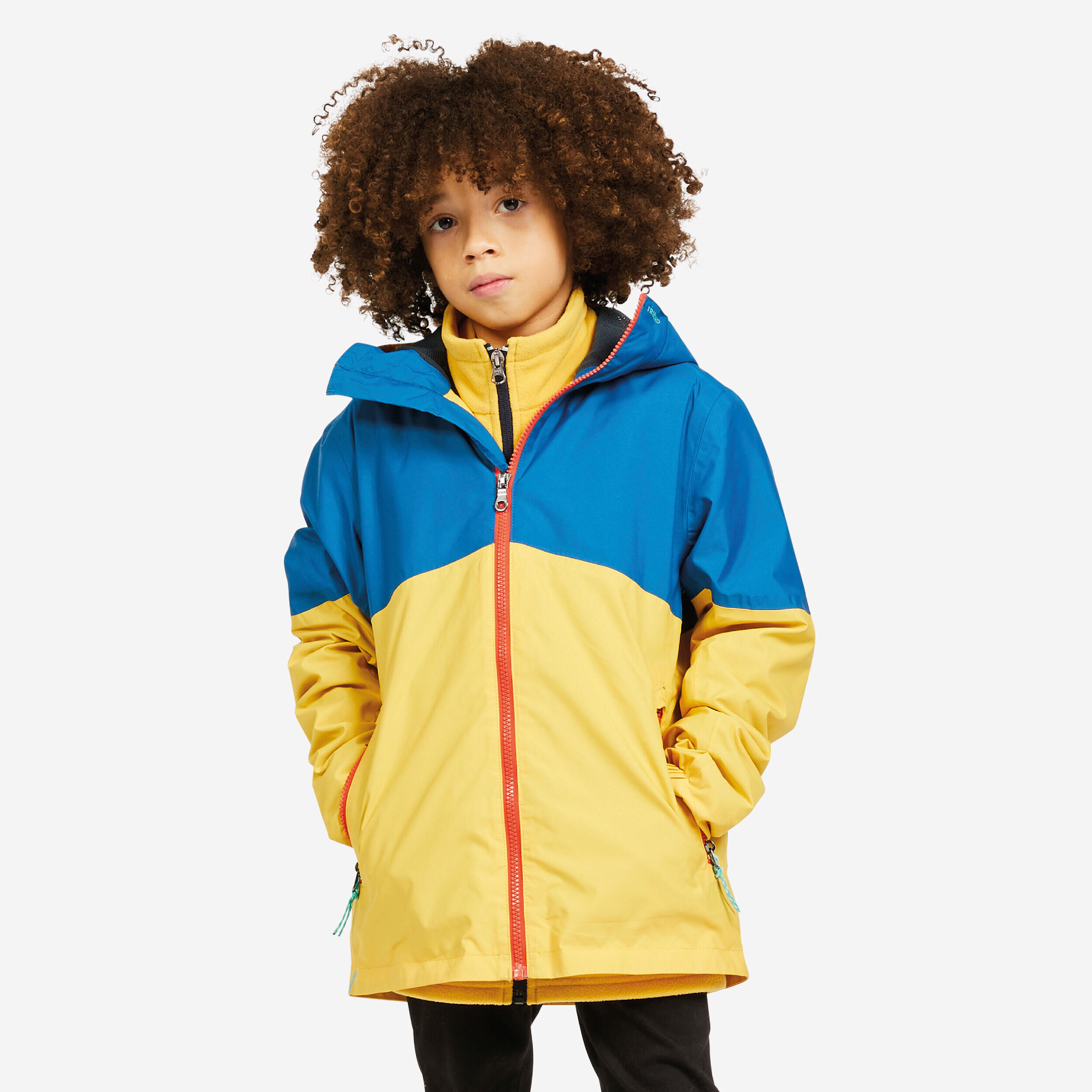 TRIBORD Kid's Sailing Waterproof Rain Jacket SAILING 100 yellow blue