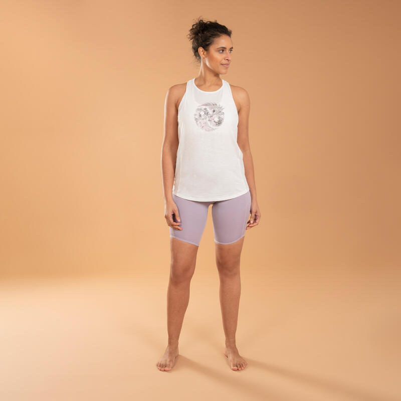 Top Yoga Damen Baumwollte - bedruckt offwhite