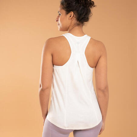 Bela s printom ženska majica bez rukava za jogu