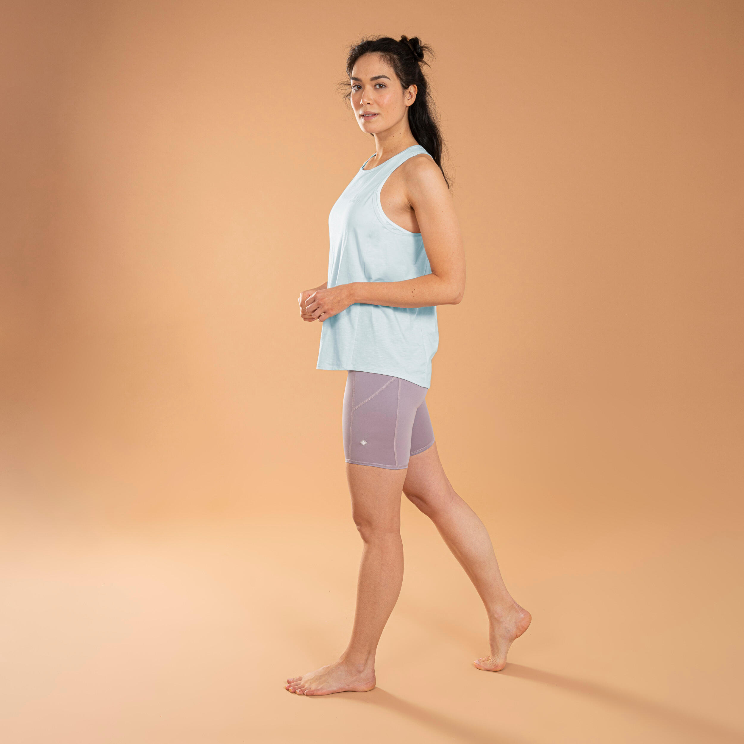 Cotton Yoga Tank Top - Light Blue Print 5/5