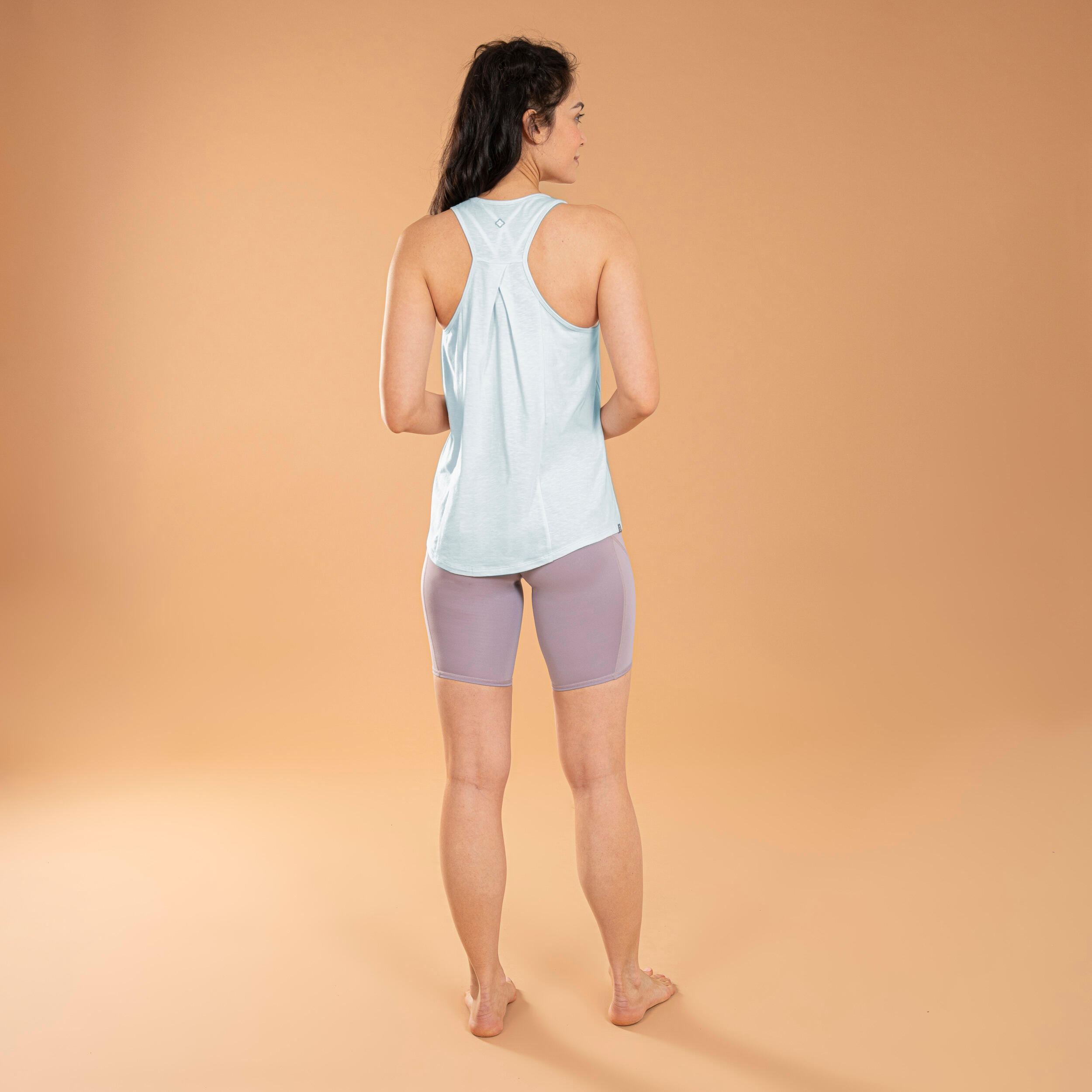 DÉBARDEUR YOGA COTON IMPRIMÉ BLEU CLAIR 4/5