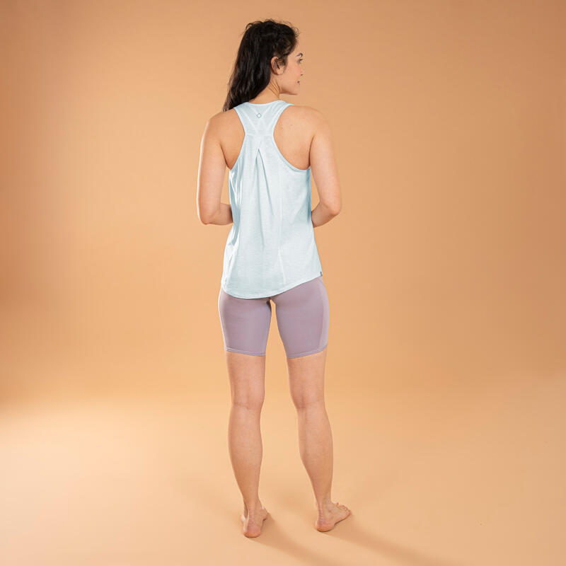 Yoga top katoen opdruk lichtblauw